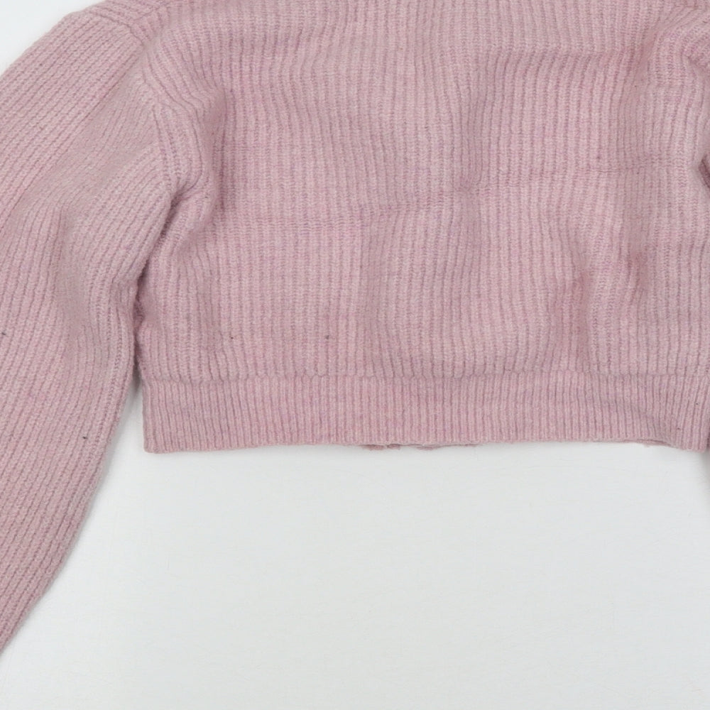 Primark Womens Pink V-Neck Polyester Cardigan Jumper Size 10 - Cropped