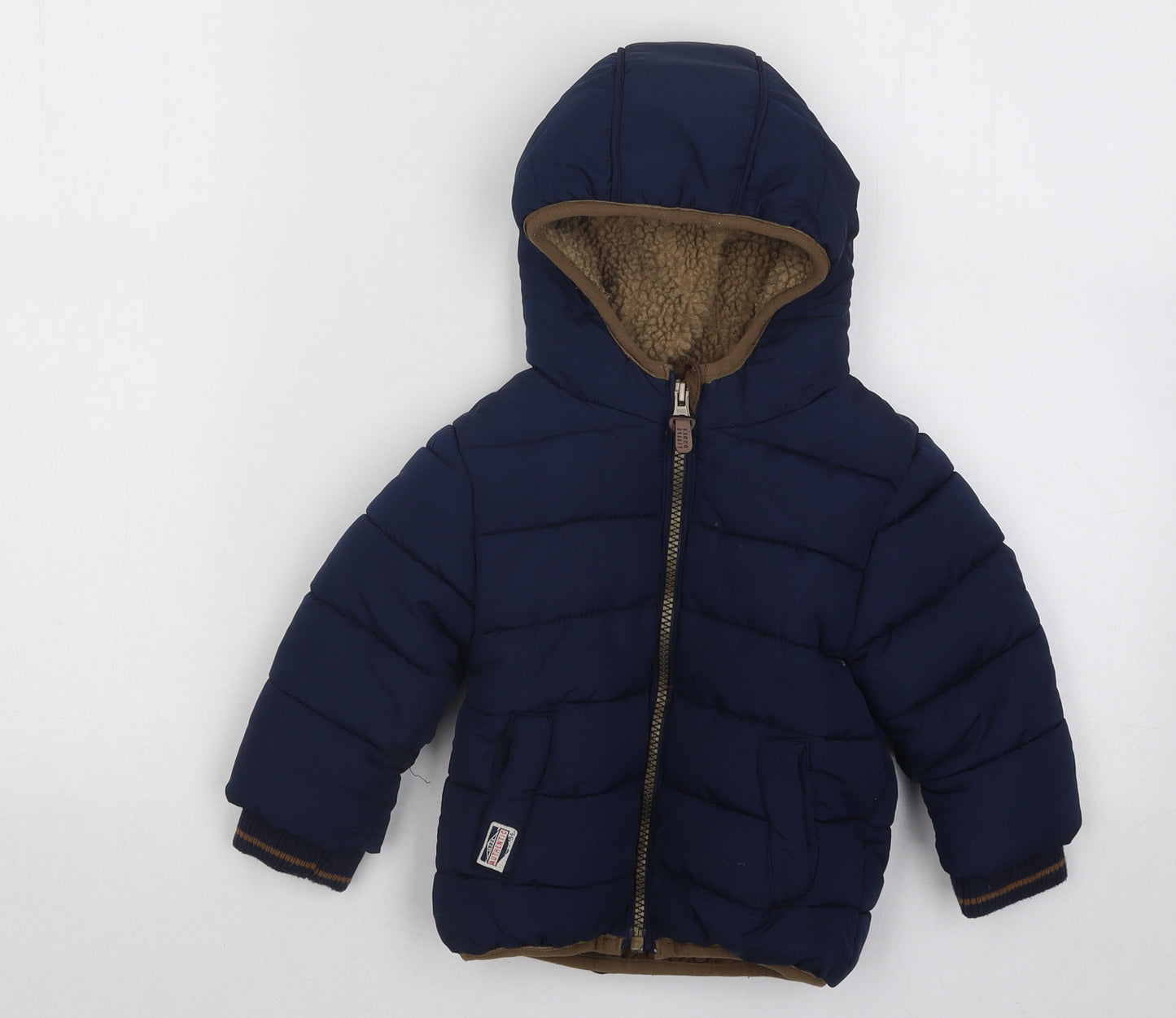 NEXT Boys Blue Puffer Jacket Coat Size 9-12 Months Zip