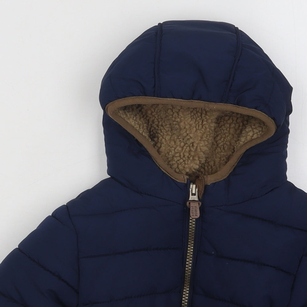 NEXT Boys Blue Puffer Jacket Coat Size 9-12 Months Zip