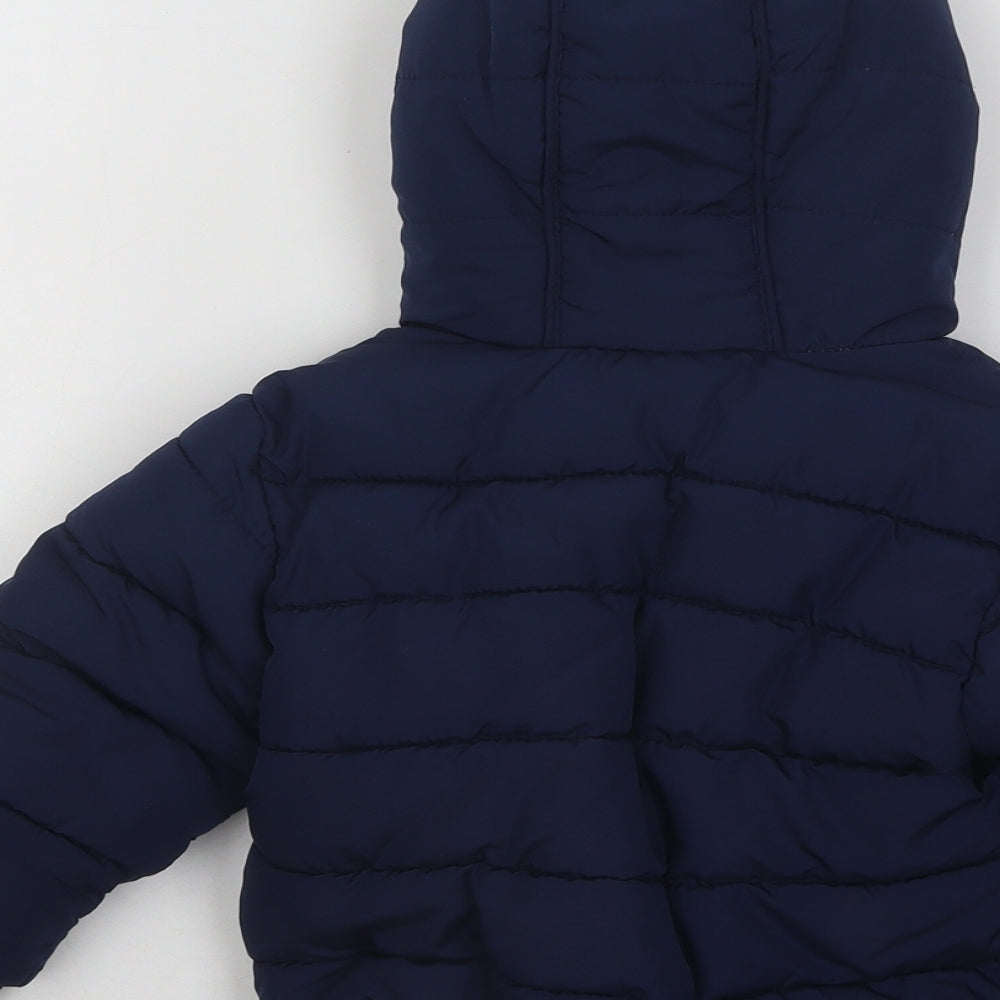 NEXT Boys Blue Puffer Jacket Coat Size 9-12 Months Zip