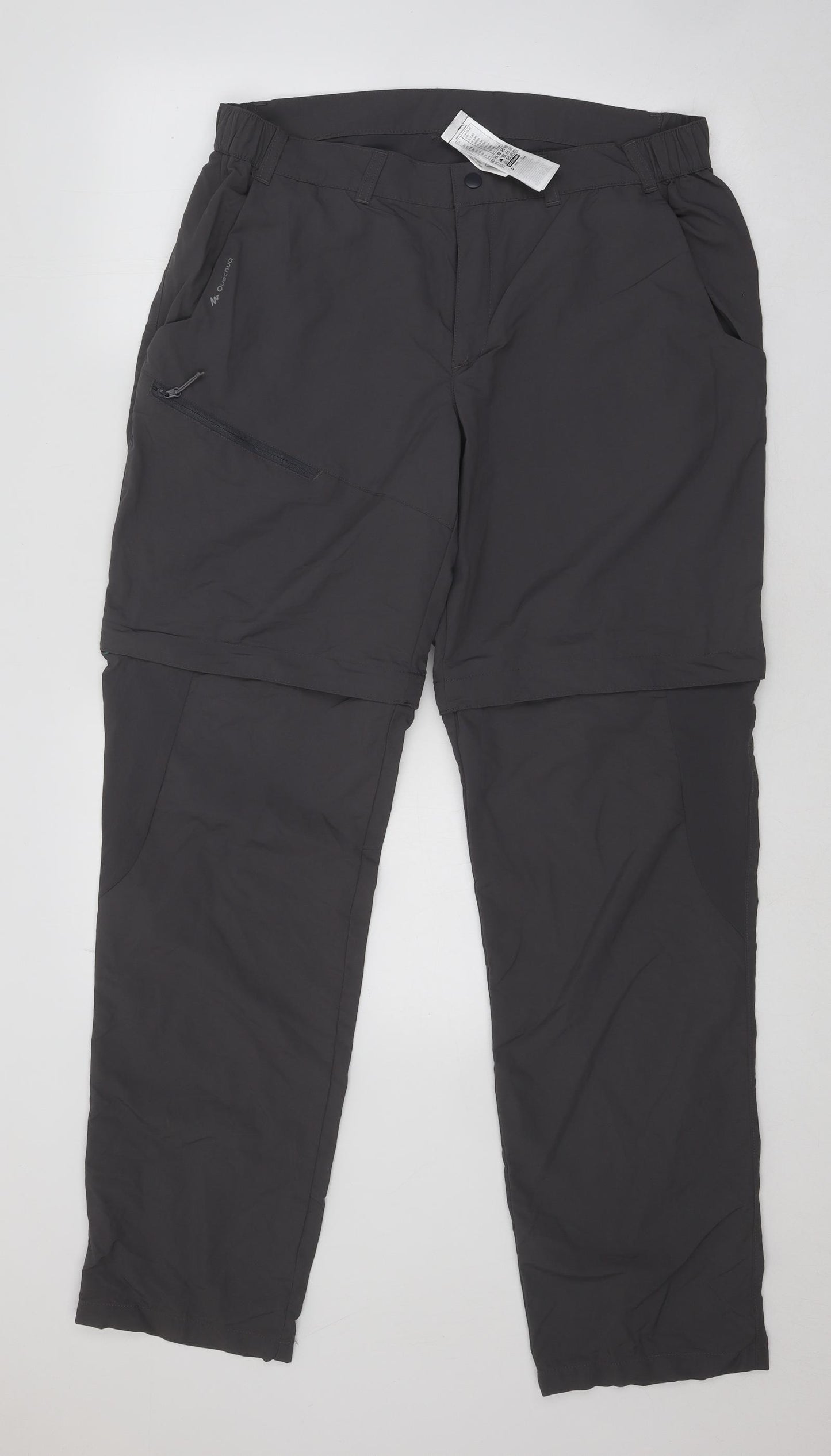 DECATHLON Mens Grey Cotton Cargo Trousers Size XL L31 in Regular Zip