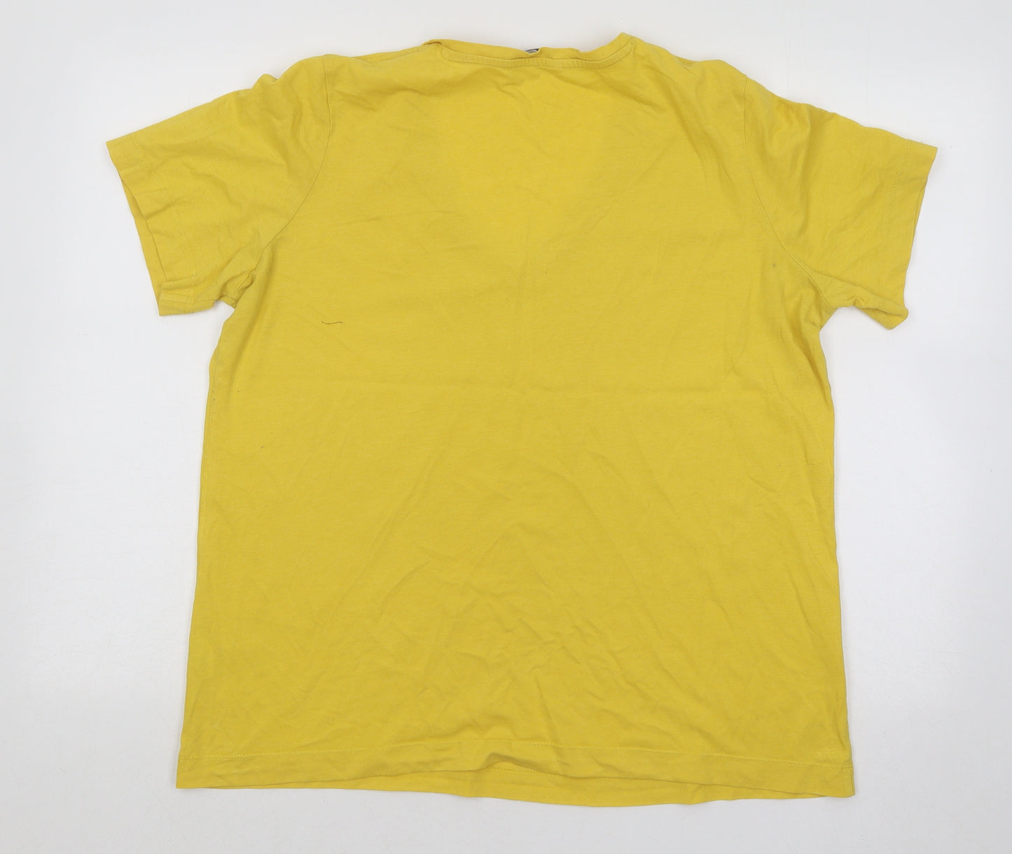 Very Womens Yellow Cotton Basic T-Shirt Size 16 V-Neck