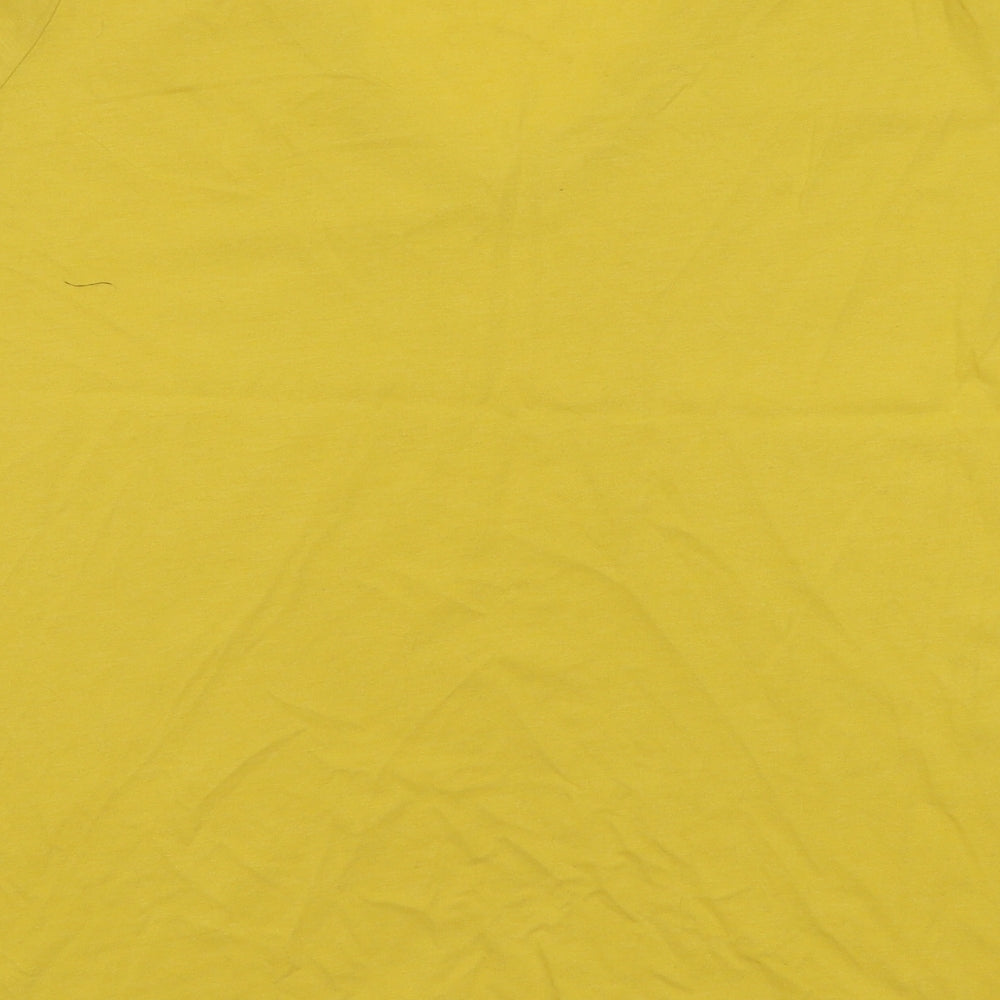 Very Womens Yellow Cotton Basic T-Shirt Size 16 V-Neck