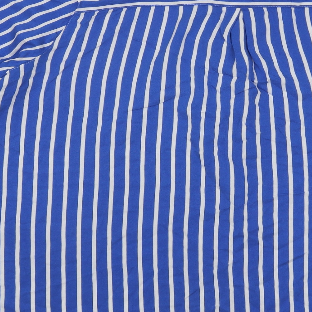 F&F Womens Blue Striped Viscose Basic Blouse Size 22 V-Neck