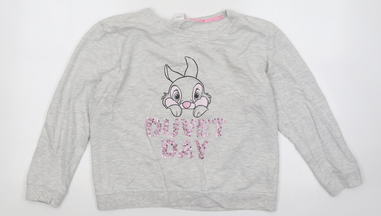 Primark Womens Grey Cotton Pullover Sweatshirt Size 12 Pullover - Duvet Day Disney