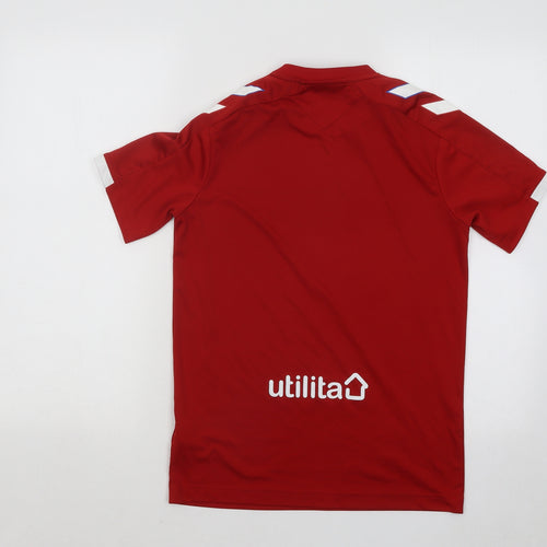 Hummel Boys Red Polyester Basic T-Shirt Size XL Round Neck Pullover - Rangers
