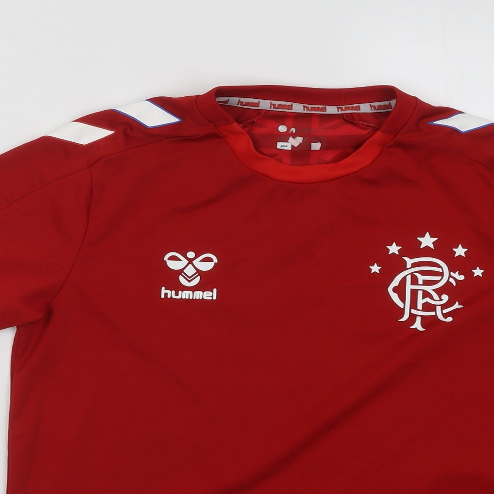 Hummel Boys Red Polyester Basic T-Shirt Size XL Round Neck Pullover - Rangers