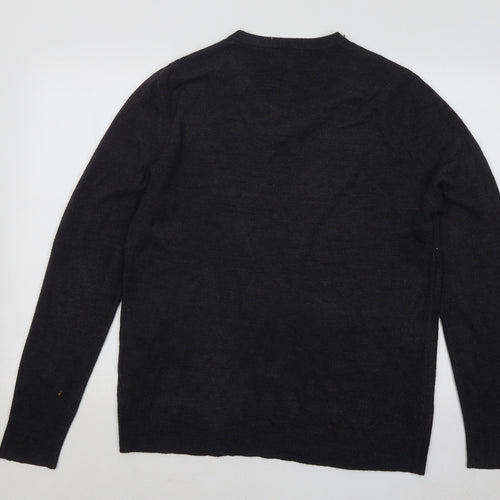 Atlantic Bay Womens Grey V-Neck Acrylic Pullover Jumper Size M