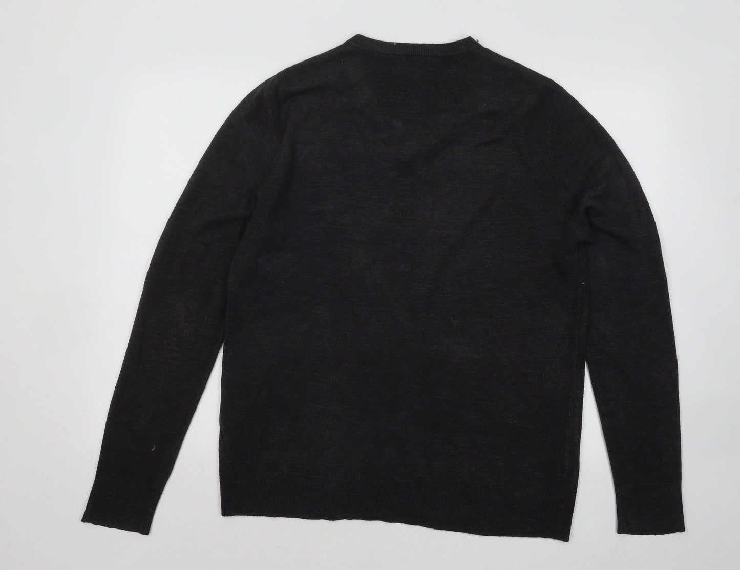 Atlantic Bay Womens Grey V-Neck Acrylic Pullover Jumper Size M