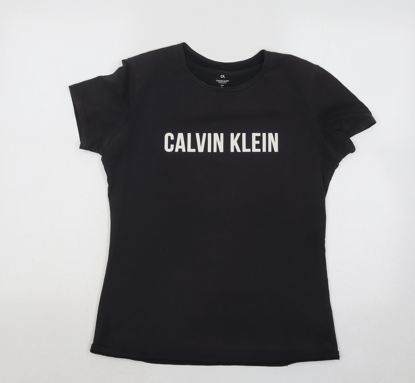 Calvin Klein Womens Black Cotton Basic T-Shirt Size S Round Neck