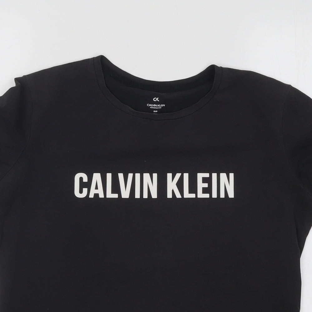 Calvin Klein Womens Black Cotton Basic T-Shirt Size S Round Neck