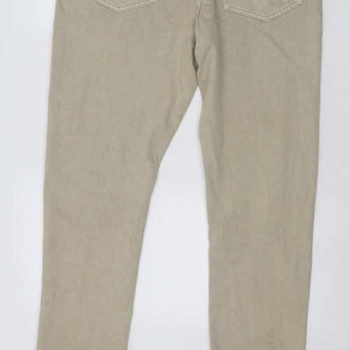 Denim & Co. Mens Beige Cotton Straight Jeans Size 34 in L34 in Regular Button