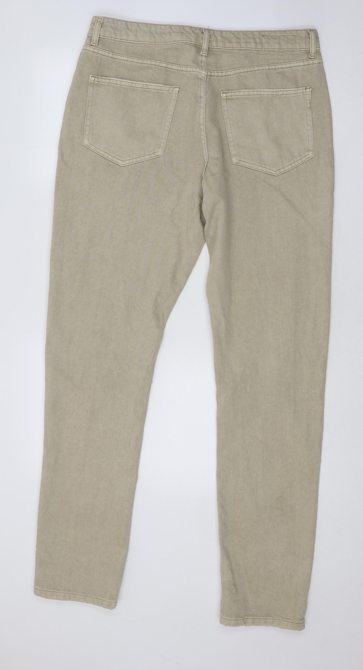 Denim & Co. Mens Beige Cotton Straight Jeans Size 34 in L34 in Regular Button