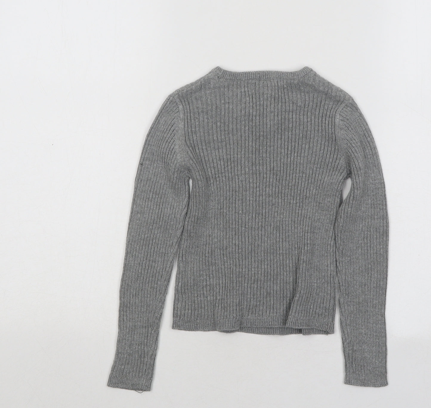 Tahari Girls Grey Round Neck Cotton Pullover Jumper Size 4 Years Pullover