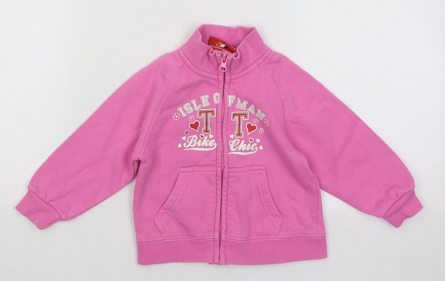 Isle of Man Girls Pink Jacket Size 12 Months Zip - Bike Chic/TT Races