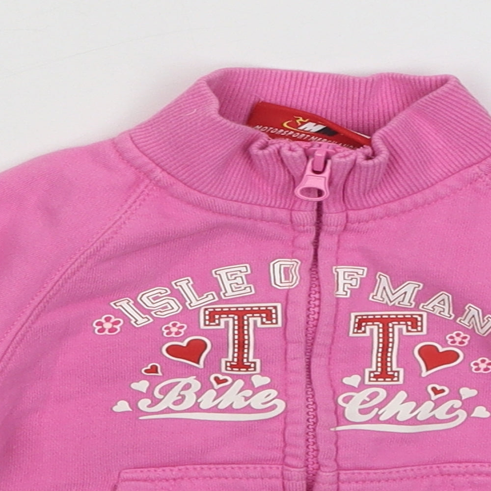 Isle of Man Girls Pink Jacket Size 12 Months Zip - Bike Chic/TT Races