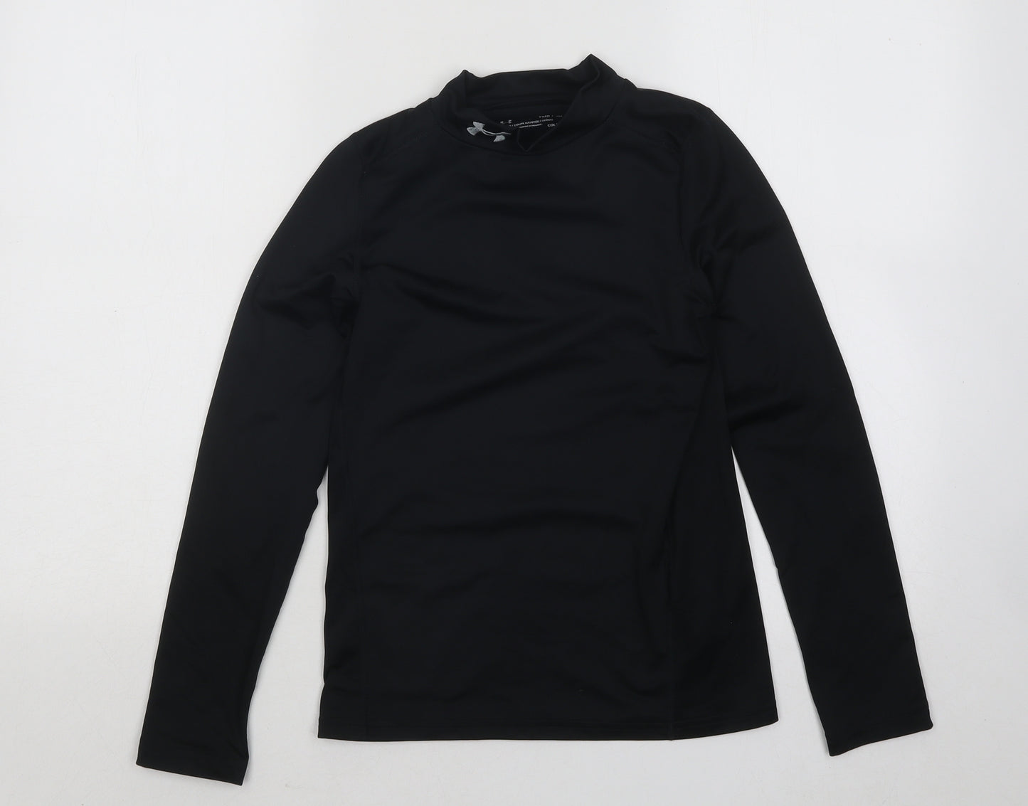 Under armour Boys Black Polyester Basic T-Shirt Size M Mock Neck Pullover