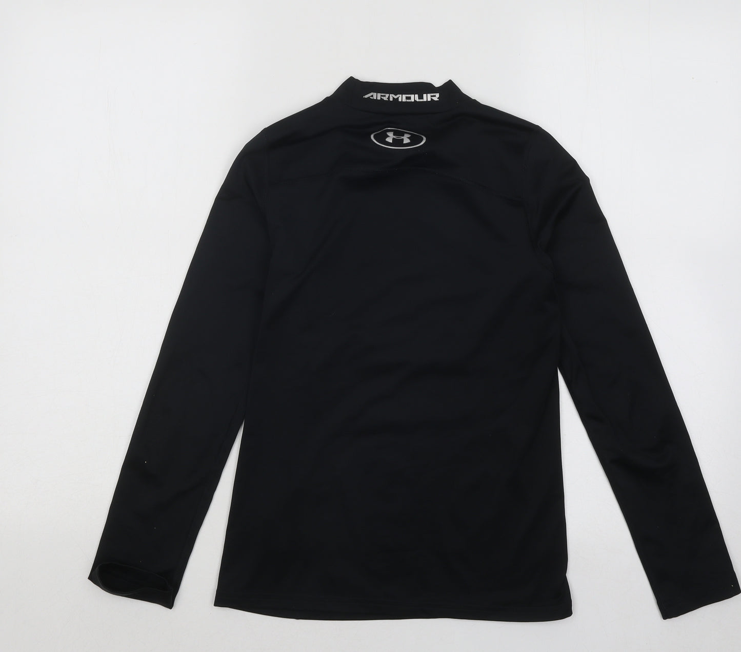 Under armour Boys Black Polyester Basic T-Shirt Size M Mock Neck Pullover