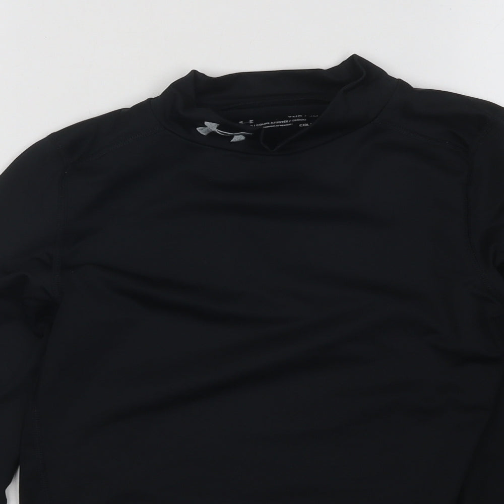 Under armour Boys Black Polyester Basic T-Shirt Size M Mock Neck Pullover