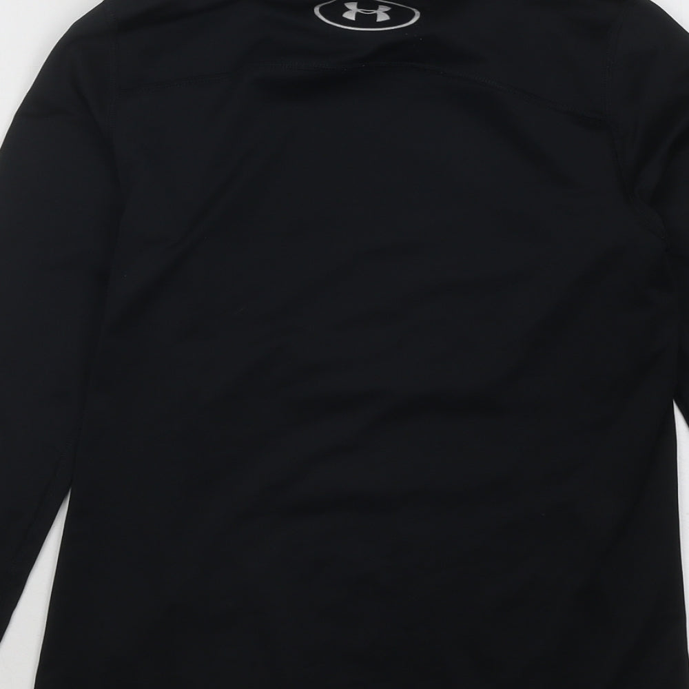 Under armour Boys Black Polyester Basic T-Shirt Size M Mock Neck Pullover