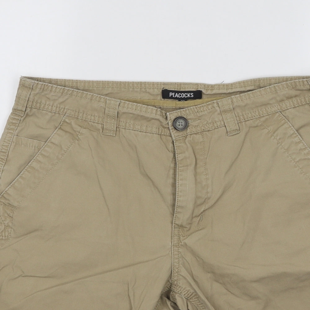Peacocks Mens Beige Cotton Chino Shorts Size 30 in Regular Button