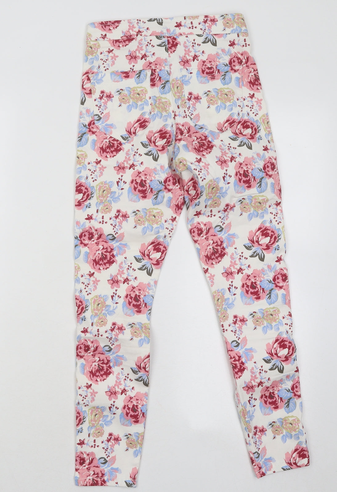 ASOS Womens Multicoloured Floral Cotton Trousers Size 24 in L26 in Regular Button