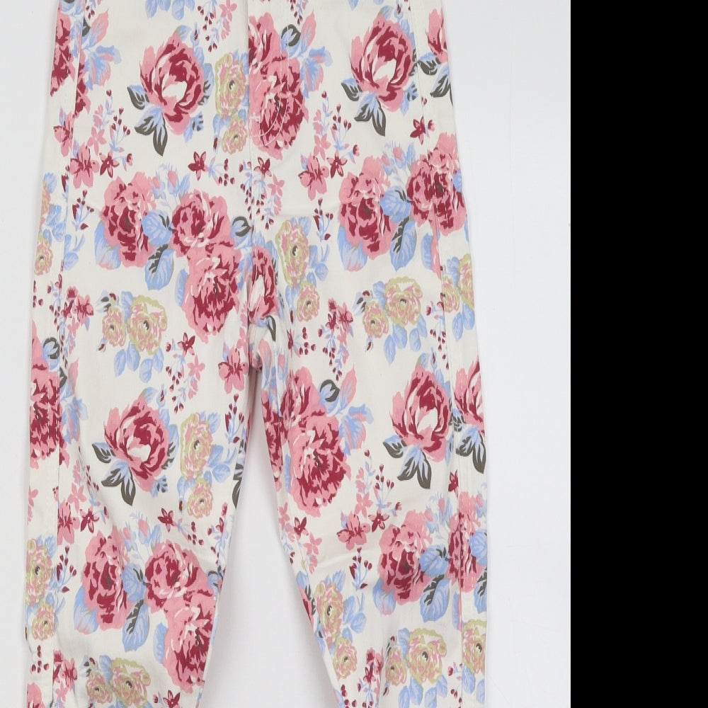 ASOS Womens Multicoloured Floral Cotton Trousers Size 24 in L26 in Regular Button