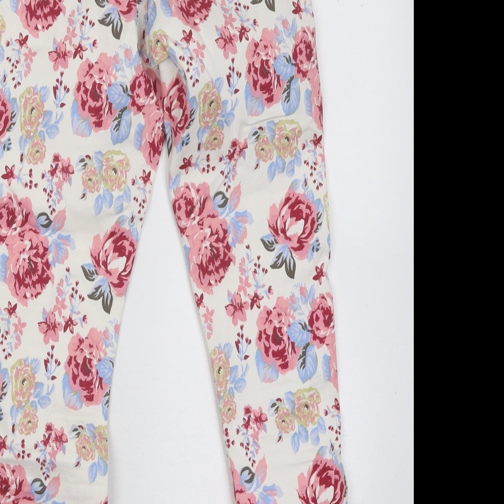 ASOS Womens Multicoloured Floral Cotton Trousers Size 24 in L26 in Regular Button
