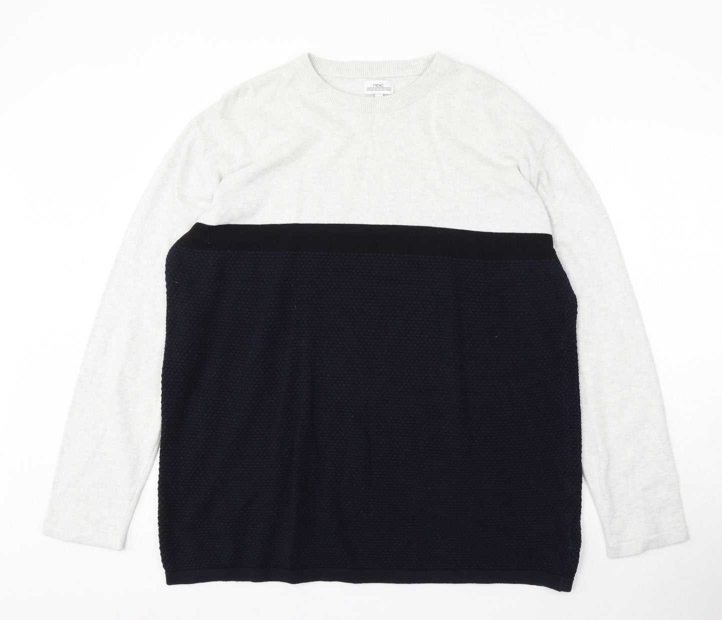NEXT Mens Grey Round Neck Cotton Pullover Jumper Size XL