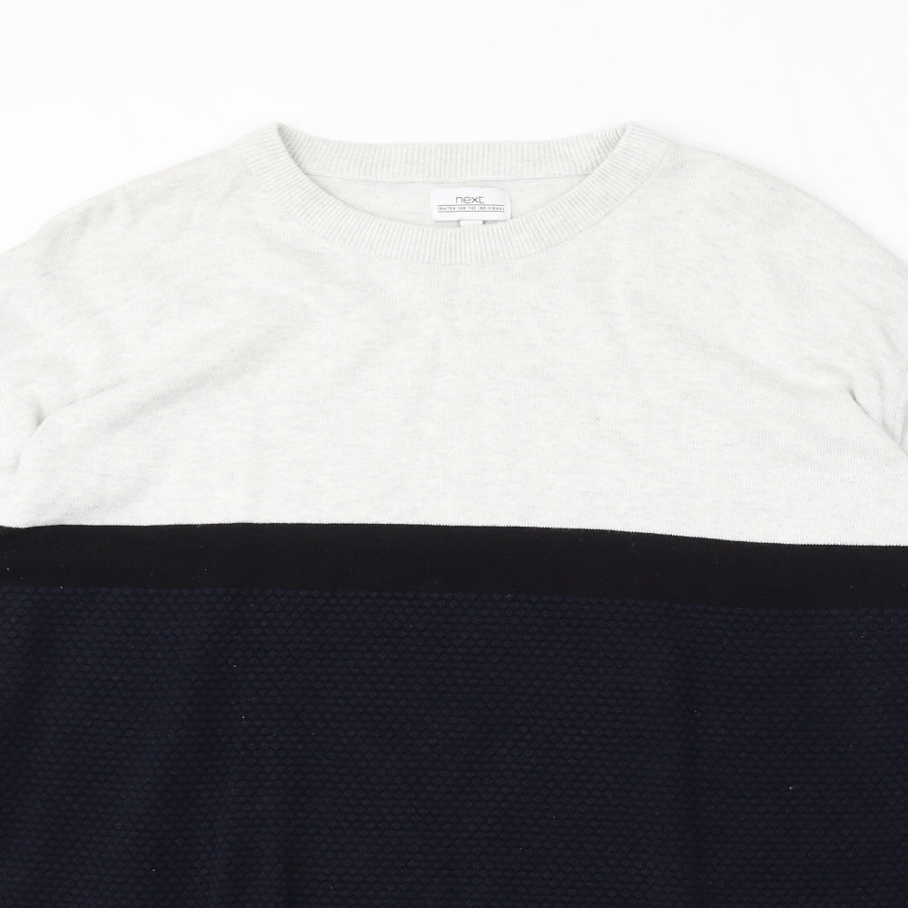 NEXT Mens Grey Round Neck Cotton Pullover Jumper Size XL