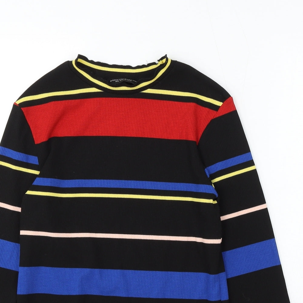 Dorothy Perkins Womens Multicoloured Round Neck Striped Acrylic Pullover Jumper Size 12