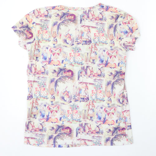 Alice's Adventures Womens Multicoloured Cotton Basic T-Shirt Size 6 Round Neck - Alice in Wonderland
