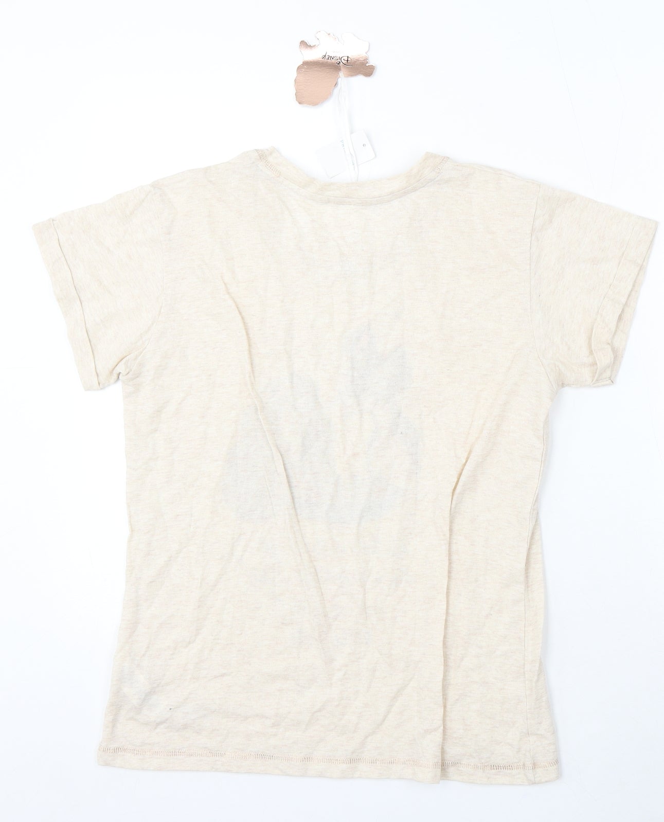 Primark Womens Beige Cotton Basic T-Shirt Size 10 Round Neck - Lady and the Tramp
