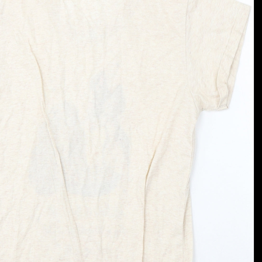 Primark Womens Beige Cotton Basic T-Shirt Size 10 Round Neck - Lady and the Tramp