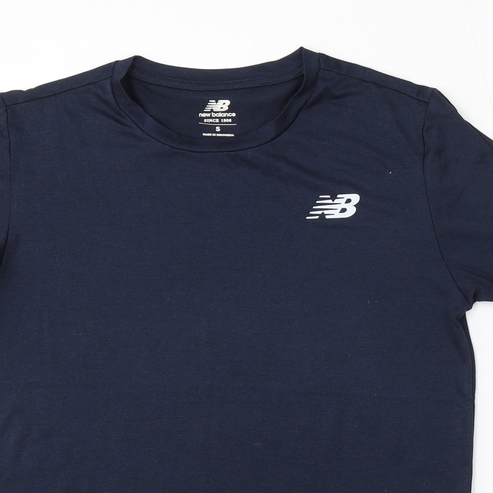 New Balance Mens Blue Polyester T-Shirt Size S Round Neck - Gym & Training