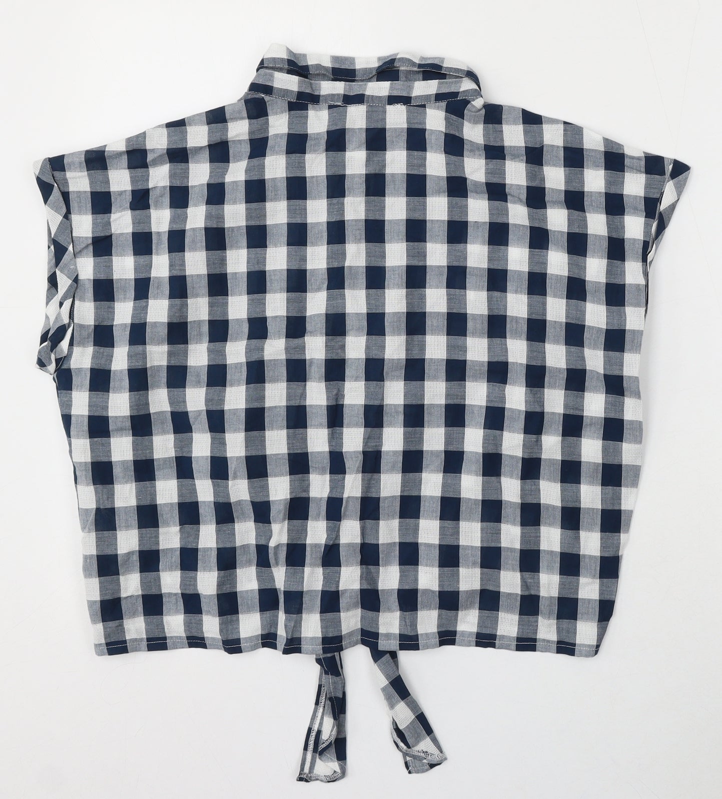 Primark Womens Blue Check Polyester Basic Button-Up Size 16 Collared