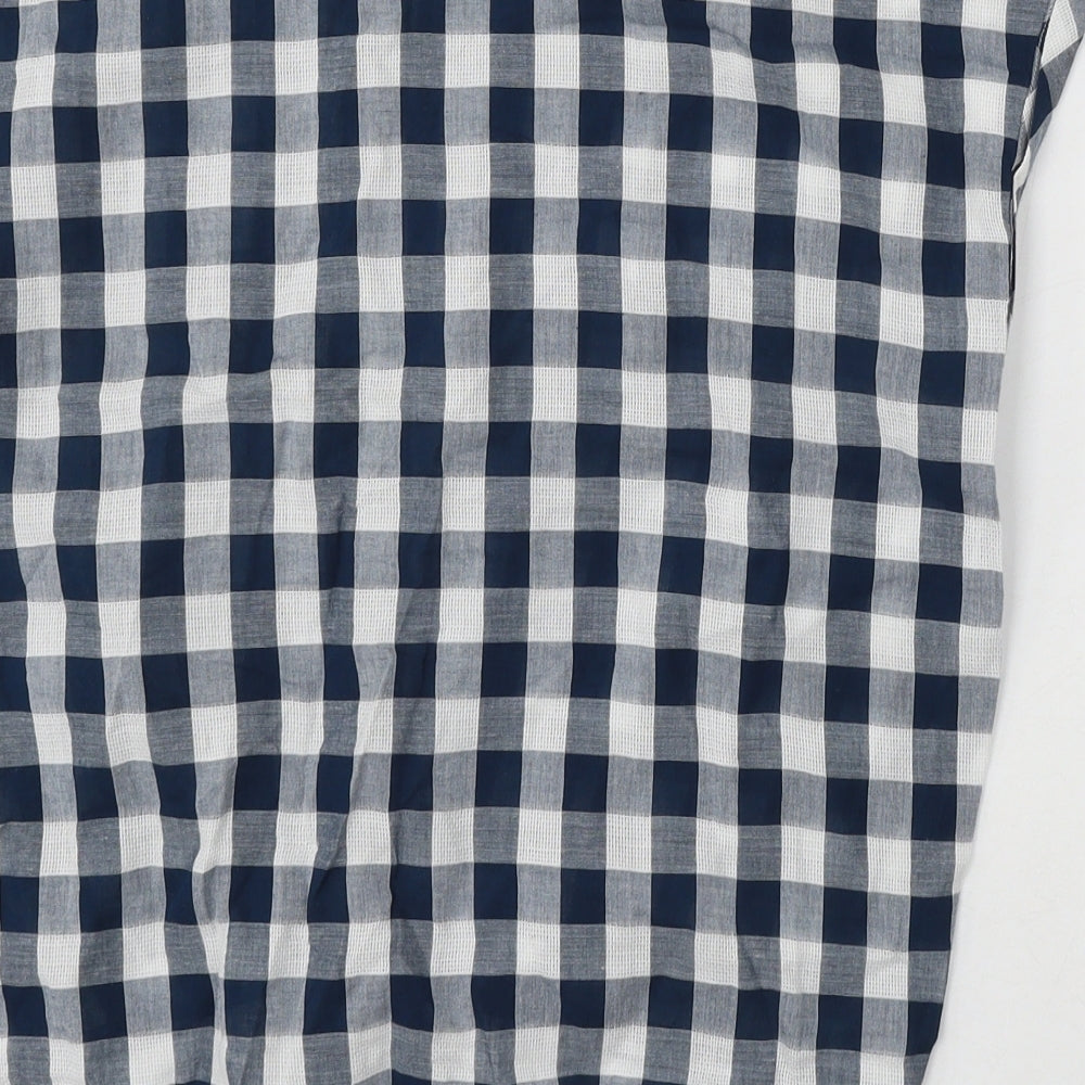 Primark Womens Blue Check Polyester Basic Button-Up Size 16 Collared