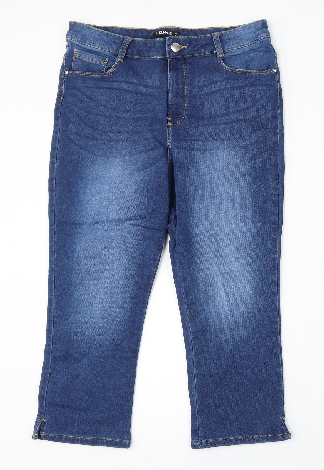 Dunnes Stores Womens Blue Cotton Cropped Jeans Size 16 L22 in Regular Button