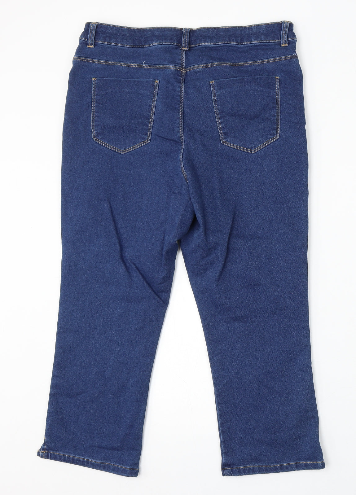 Dunnes Stores Womens Blue Cotton Cropped Jeans Size 16 L22 in Regular Button
