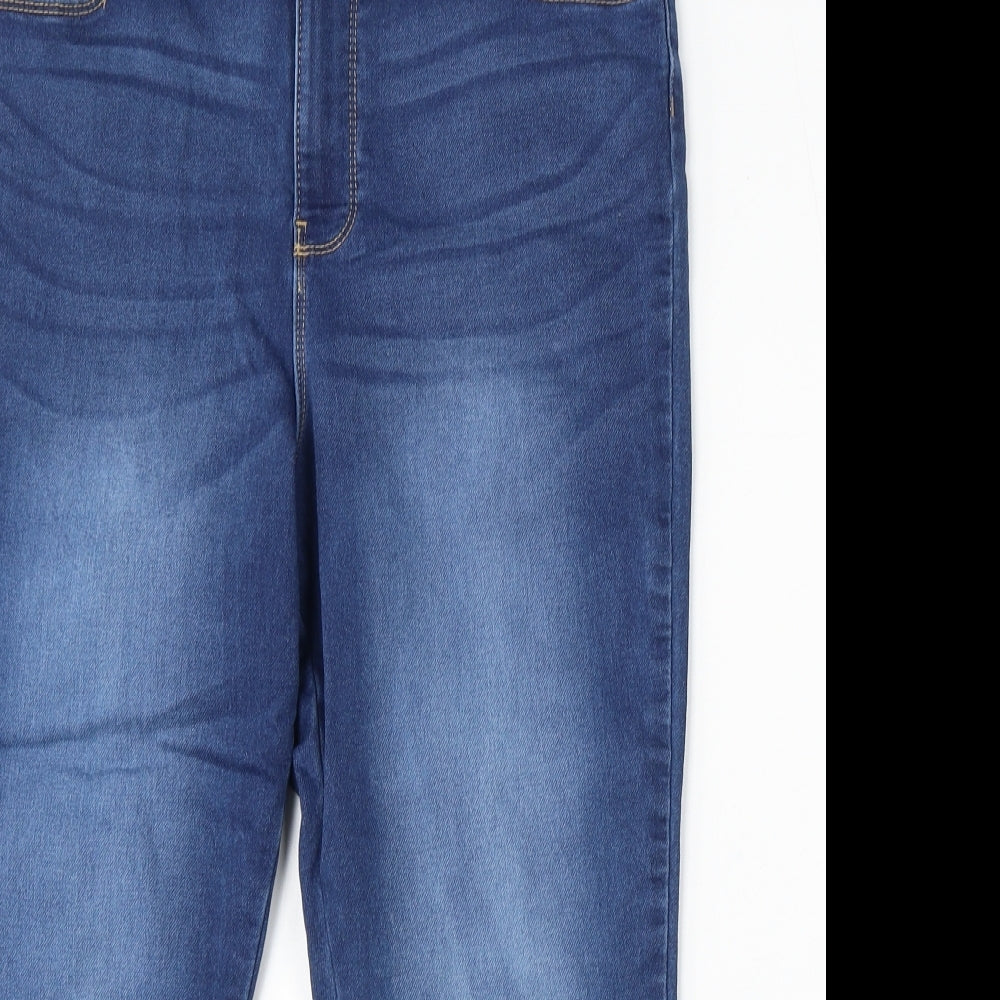 Dunnes Stores Womens Blue Cotton Cropped Jeans Size 16 L22 in Regular Button