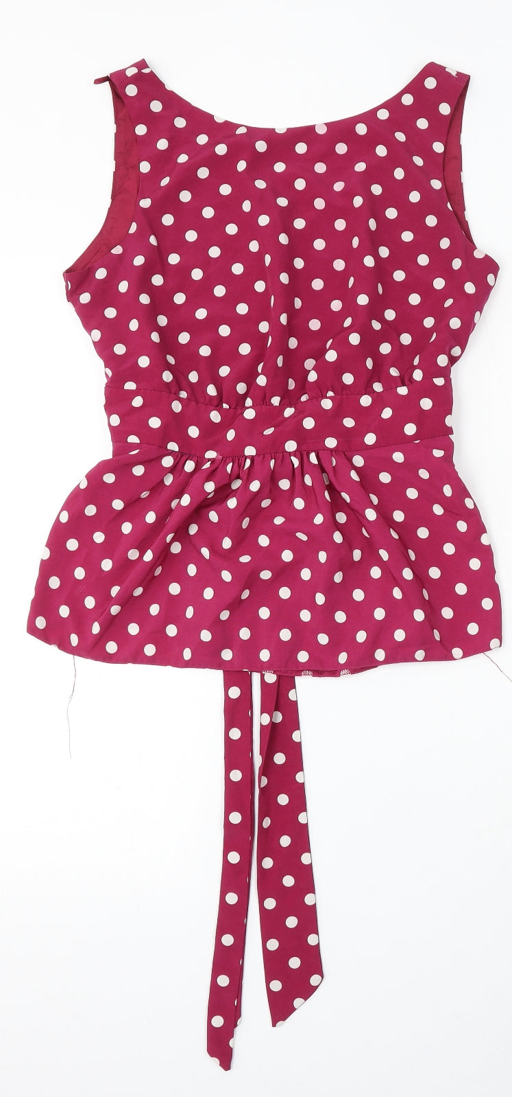 Dorothy Perkins Womens Purple Polka Dot Polyester Basic Blouse Size 12 Round Neck