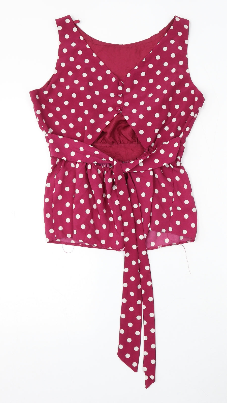 Dorothy Perkins Womens Purple Polka Dot Polyester Basic Blouse Size 12 Round Neck