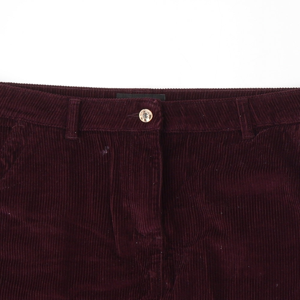 NEXT Womens Purple Cotton A-Line Skirt Size 14 Button