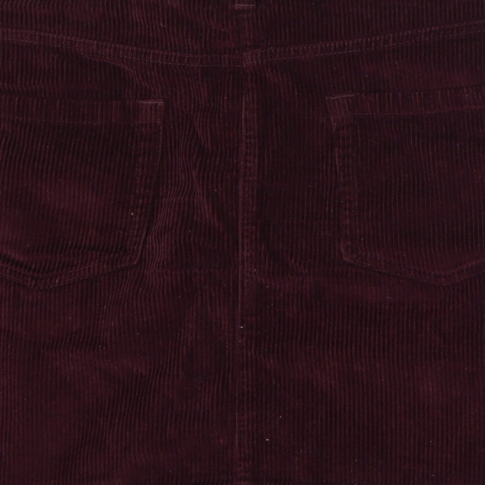 NEXT Womens Purple Cotton A-Line Skirt Size 14 Button