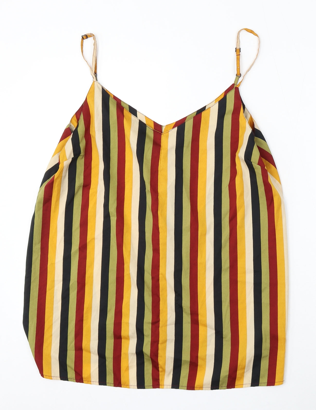 Pep&Co Womens Multicoloured Striped Polyester Basic Blouse Size 16 V-Neck