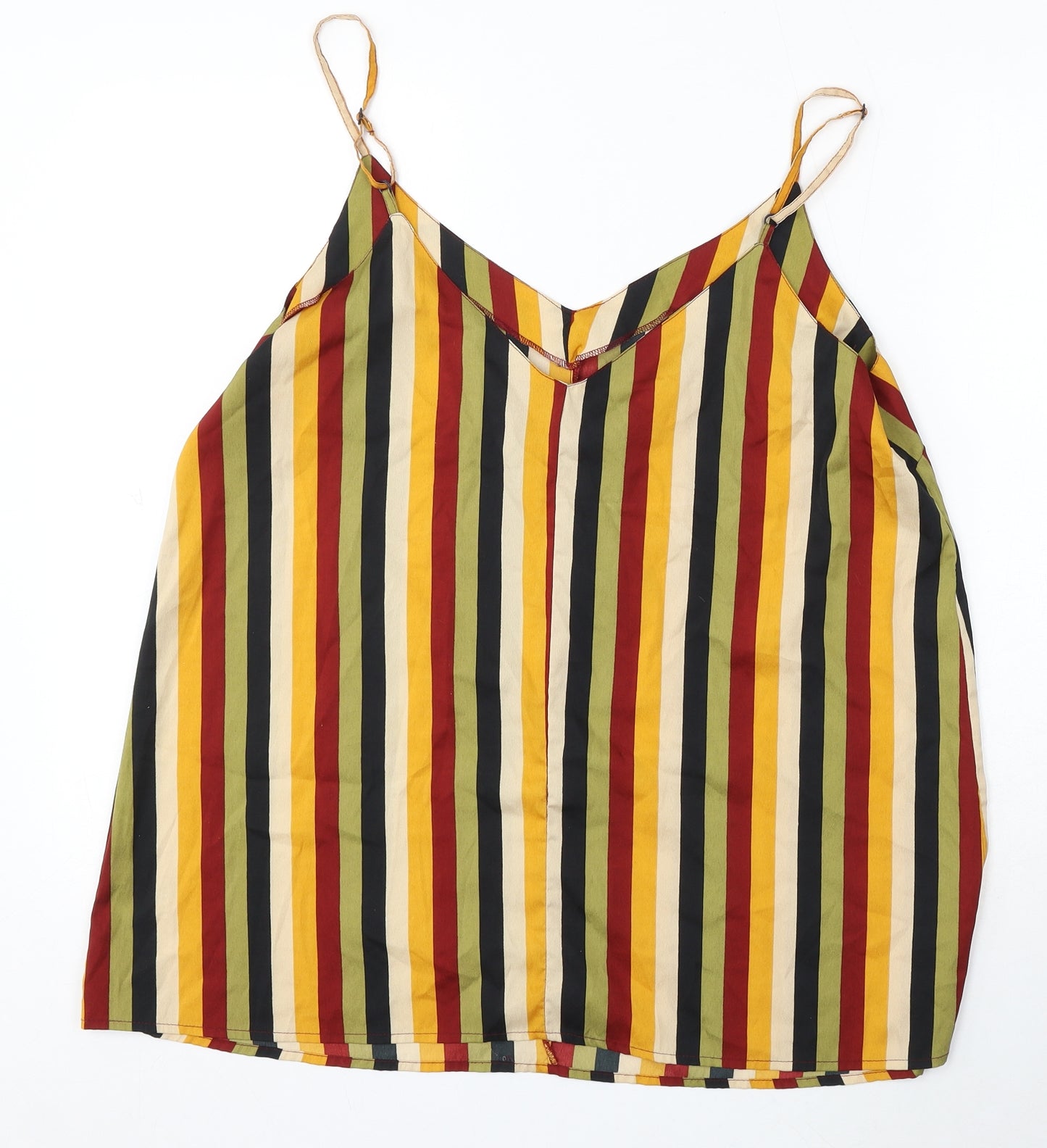 Pep&Co Womens Multicoloured Striped Polyester Basic Blouse Size 16 V-Neck