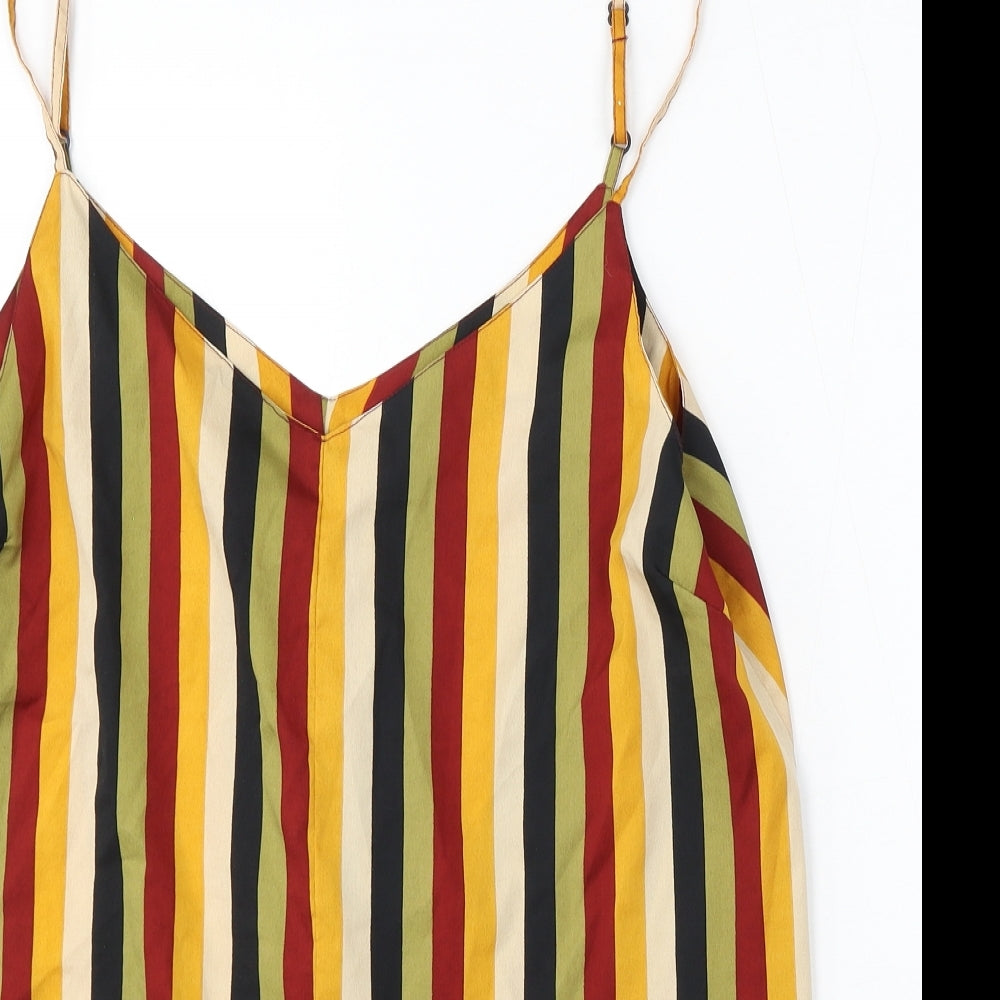 Pep&Co Womens Multicoloured Striped Polyester Basic Blouse Size 16 V-Neck