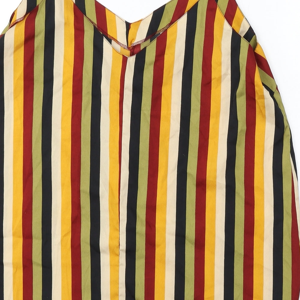 Pep&Co Womens Multicoloured Striped Polyester Basic Blouse Size 16 V-Neck
