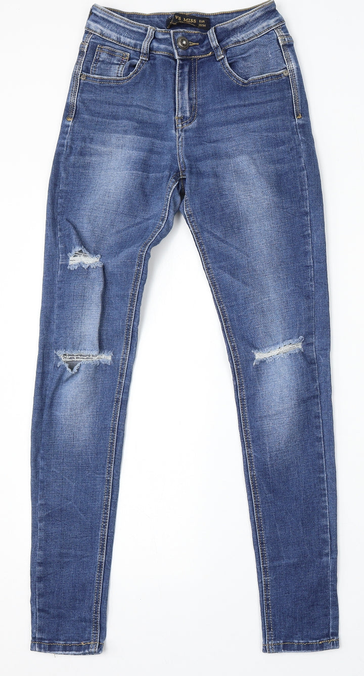 VS Miss Womens Blue Cotton Skinny Jeans Size XS L31 in Regular Button