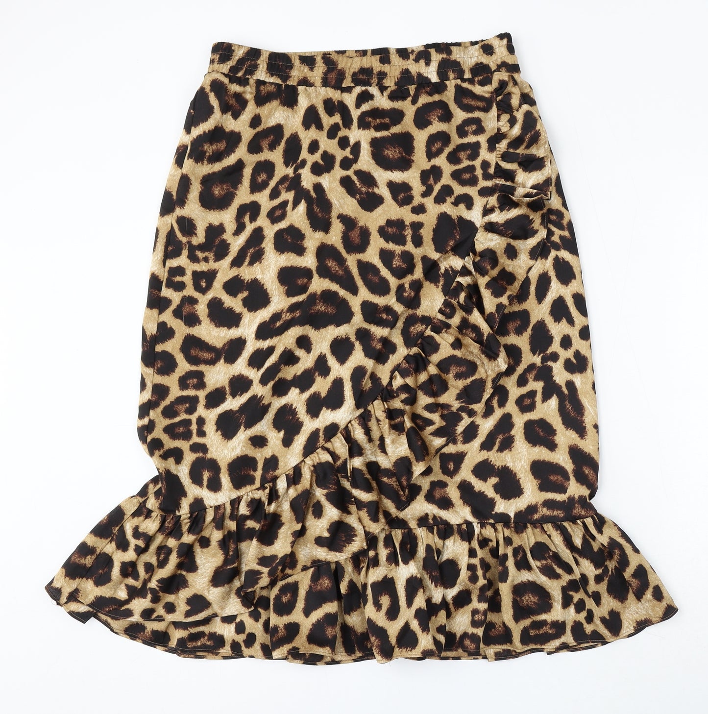Pieces Womens Brown Animal Print Polyester Trumpet Skirt Size M - Leopard Print